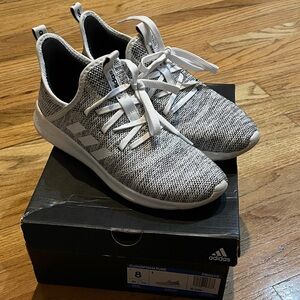 Adidas Knit Gray and White Running Shoes